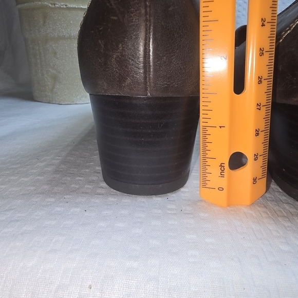 Ara Dark Brown Leather Loafers Square Toe Small Block Heel Womens9.5 - Picture 6 of 11